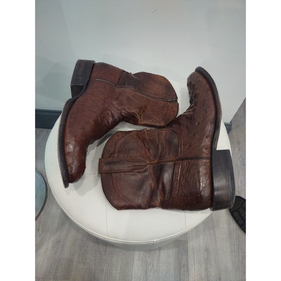 Free Bird Western Mens Freebird Genuine Ostrich brown Boots 13 EUC DESPERADO - Picture 11 of 13